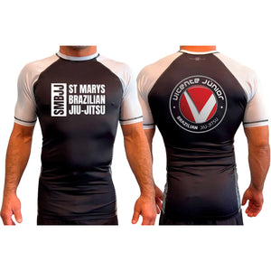 Saint Mary's BJJ All Black Ranked Short Sleeve Rash Guards #8109 A