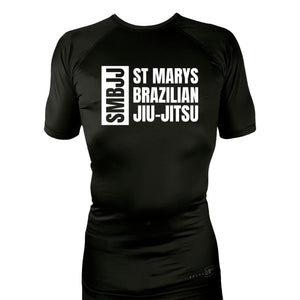Saint Mary's BJJ All Black Custom Rash Guards Short Sleeves #8109 A