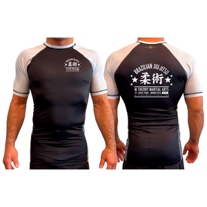 M-Theory Martial Arts All Black Ranked Short Sleeve Rash Guards #8111 A