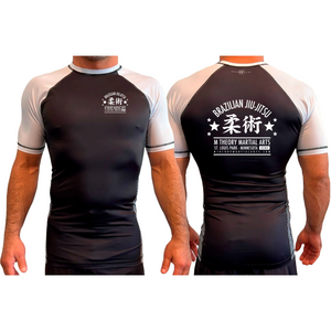 M-Theory Martial Arts All Black Ranked Short Sleeve Rash Guards #8111 A