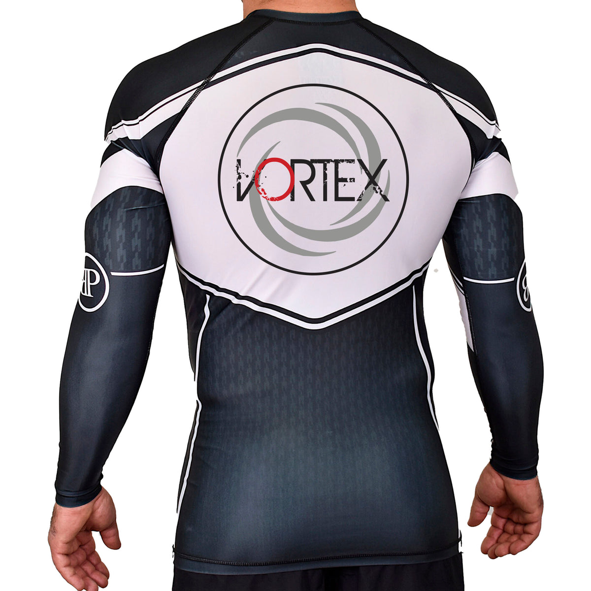 Vortex Martial Arts Gym Academy Rash Guards Black/White #8112 A