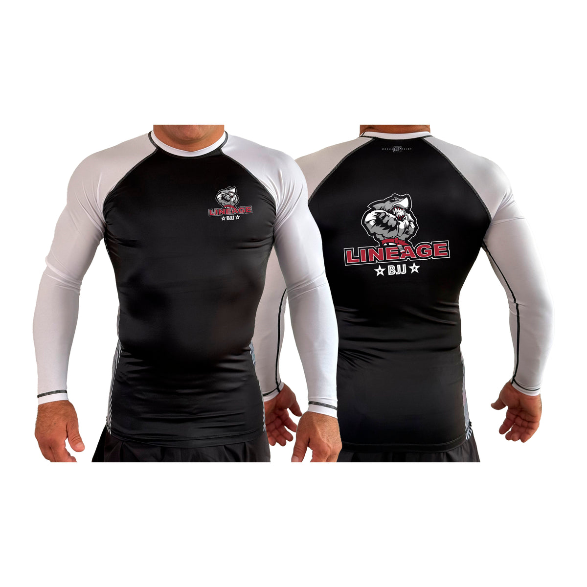 Lineage BJJ All Black Ranked Long Sleeve Rash Guards #8114 B