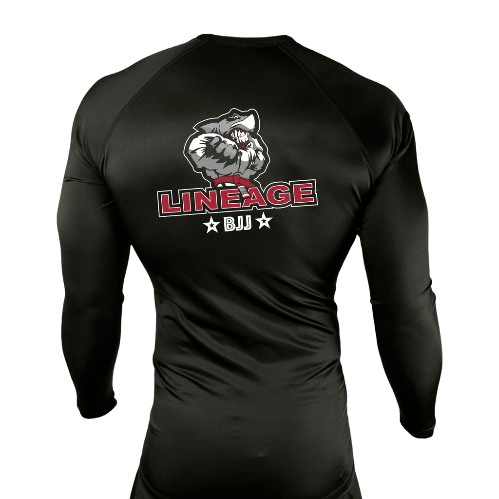 Lineage BJJ All Black Custom Rash Guards Long Sleeves #8114 B