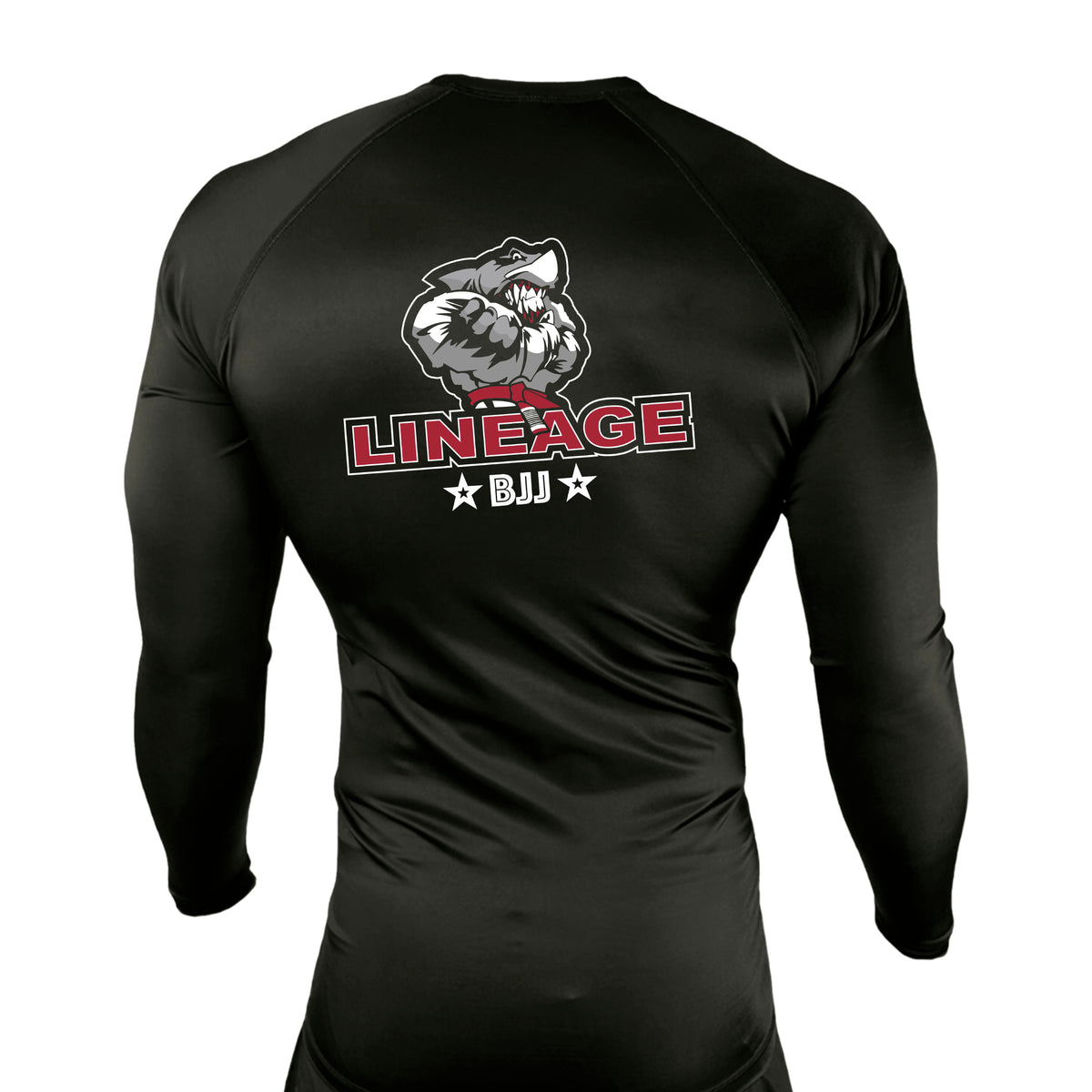 Lineage BJJ All Black Custom Rash Guards Long Sleeves #8114 B