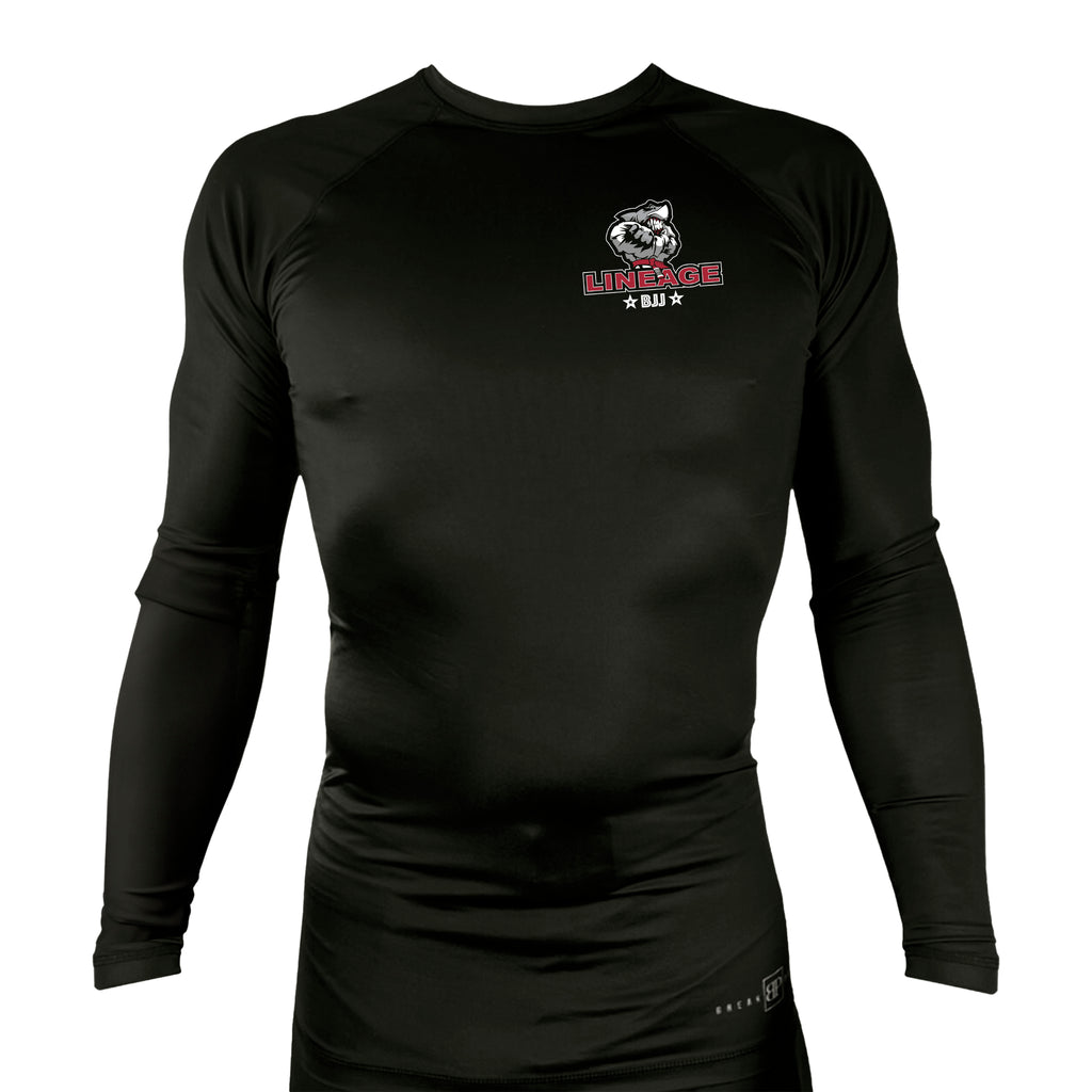Lineage BJJ All Black Custom Rash Guards Long Sleeves #8114 B