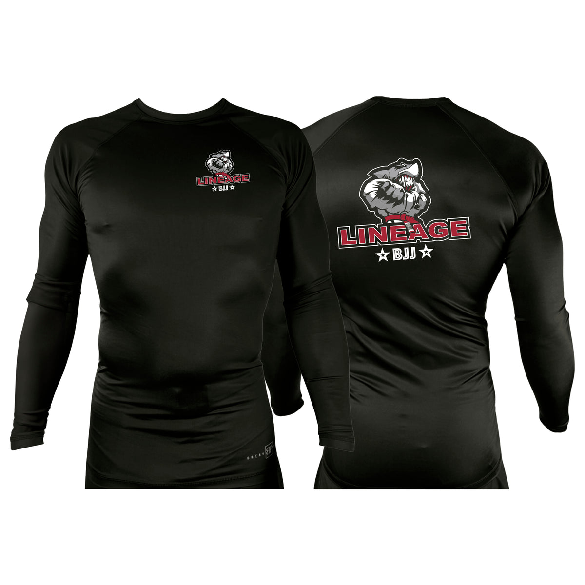 Lineage BJJ All Black Custom Rash Guards Long Sleeves #8114 B
