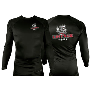Lineage BJJ All Black Custom Rash Guards Long Sleeves #8114 B