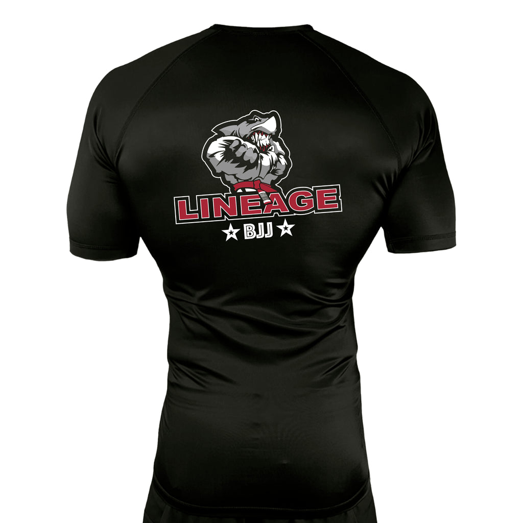 Lineage BJJ All Black Custom Rash Guards Short Sleeves #8114 B