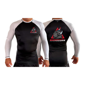Lineage BJJ All Black Ranked Long Sleeve Rash Guards #8114 C (Rhinocorn)