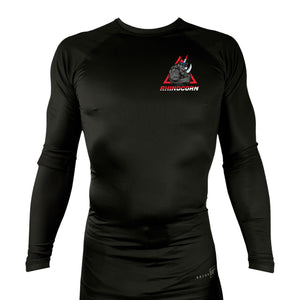 Lineage BJJ All Black Rash Guards Long Sleeves #8114 C (Rhinocorn)