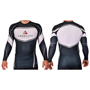Absolute Grappling Academy Rash Guards Black/White #8116 A