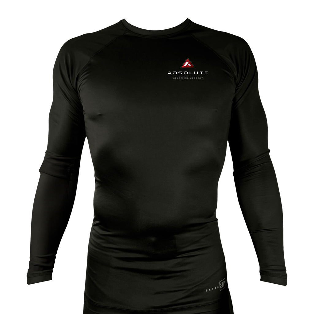 Absolute Grappling All Black Rash Guards Long Sleeves #8116 A