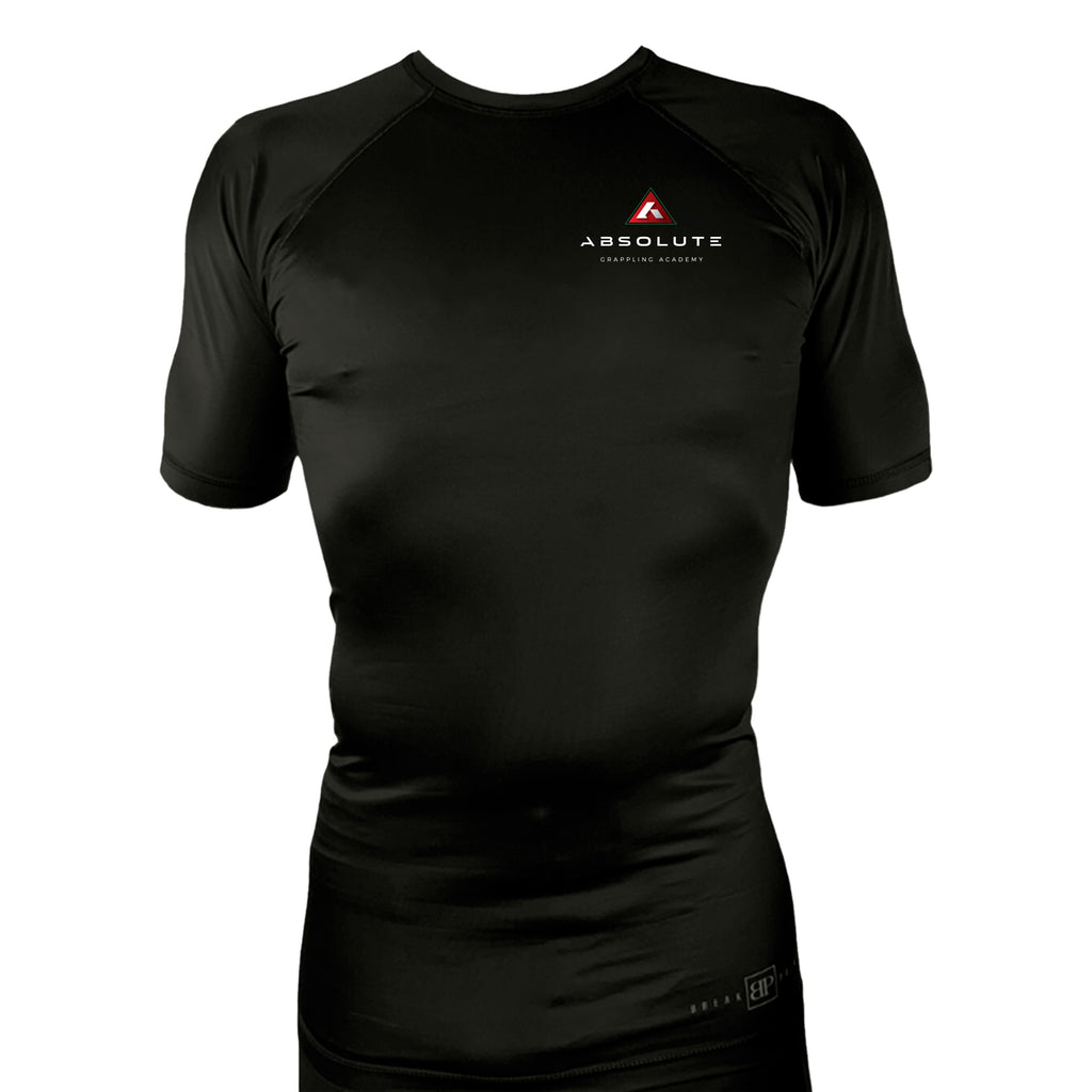 Absolute Grappling All Black Rash Guards Short Sleeves #8116 A
