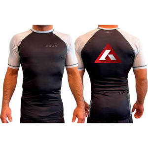Absolute Grappling All Black Ranked Short Sleeve Rash Guards #8116 B (Set up No. 2)