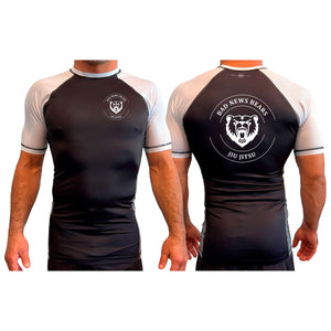 Bad News Bears Jiu-Jitsu All Black Ranked Short Sleeve Rash Guards #8117 A