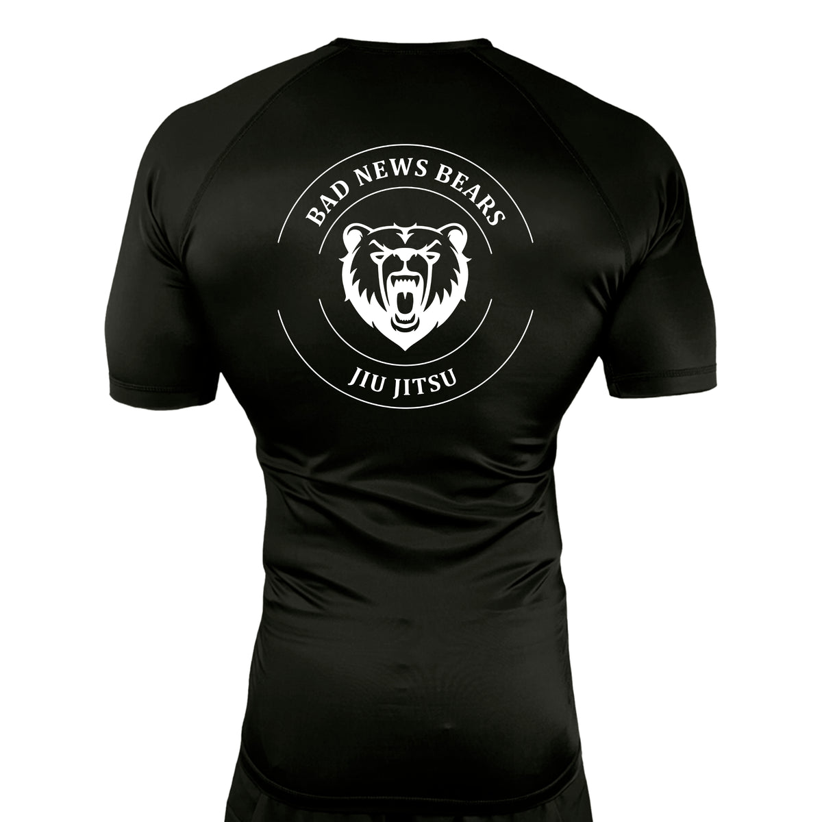 Bad News Bears Jiu-Jitsu All Black Custom Rash Guards Short Sleeves #8117 A