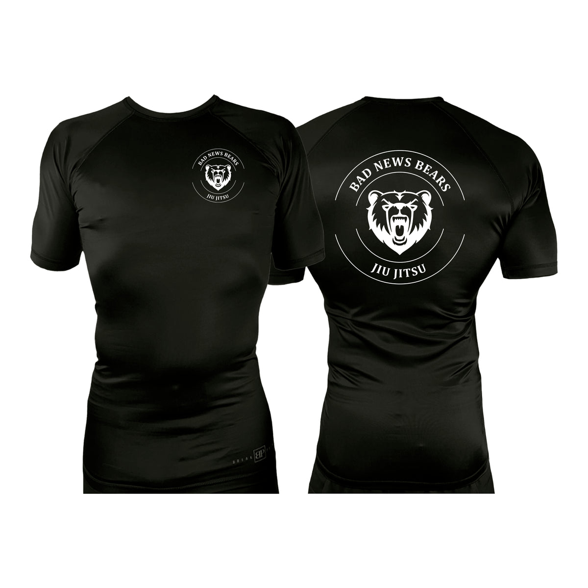 Bad News Bears Jiu-Jitsu All Black Custom Rash Guards Short Sleeves #8117 A