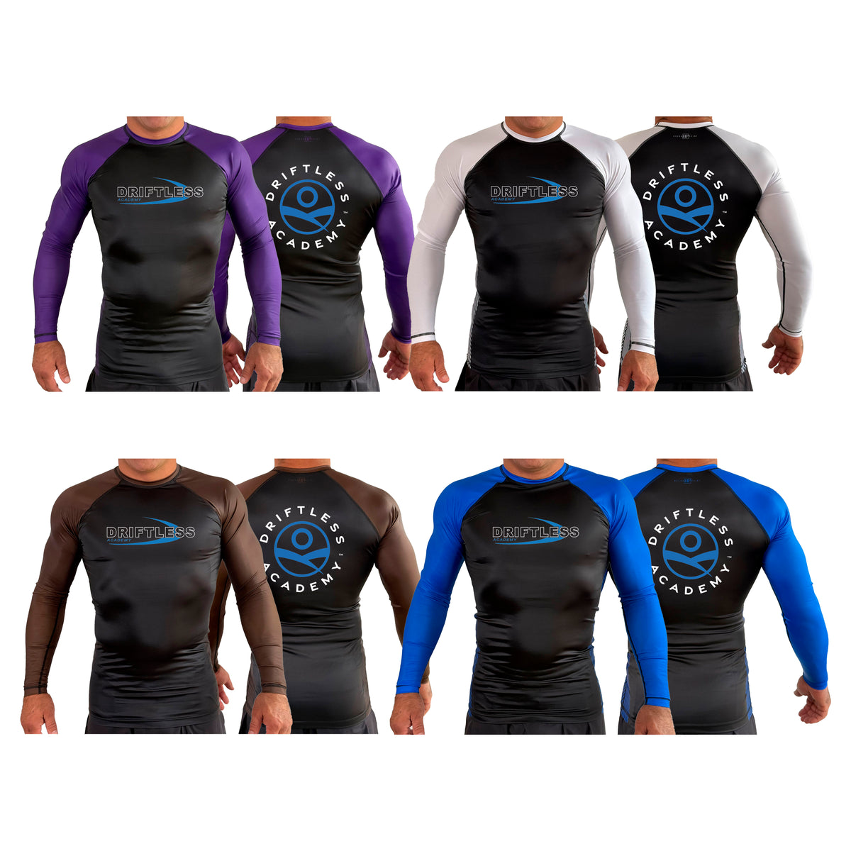 Driftless All Black Ranked Long Sleeve Rash Guards #8118 A