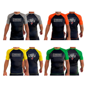 Stonecoast Brazilian Jiu Jitsu All Black Ranked Short Sleeve Rash Guards #8119 A
