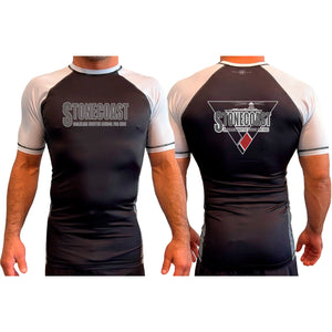 Stonecoast Brazilian Jiu Jitsu All Black Ranked Short Sleeve Rash Guards #8119 A