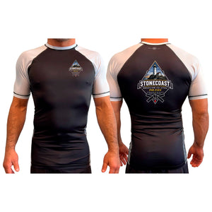Stonecoast Brazilian Jiu Jitsu All Black Ranked Short Sleeve Rash Guards #8119 E
