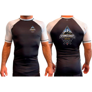 Stonecoast Brazilian Jiu Jitsu All Black Ranked Short Sleeve Rash Guards #8119 E