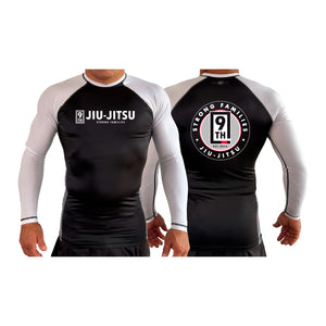 9th Jiu Jitsu All Black Ranked Long Sleeve Rash Guards #8120 B