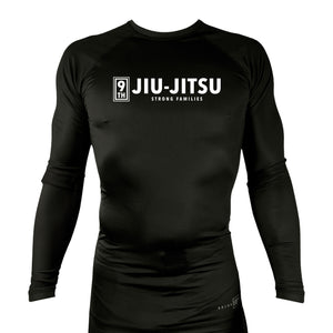 9th Jiu Jitsu All Black Rash Guards Long Sleeves #8120 B