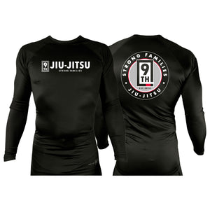 9th Jiu Jitsu All Black Rash Guards Long Sleeves #8120 B
