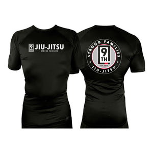 9th Jiu Jitsu All Black Rash Guards Short Sleeves #8120 B