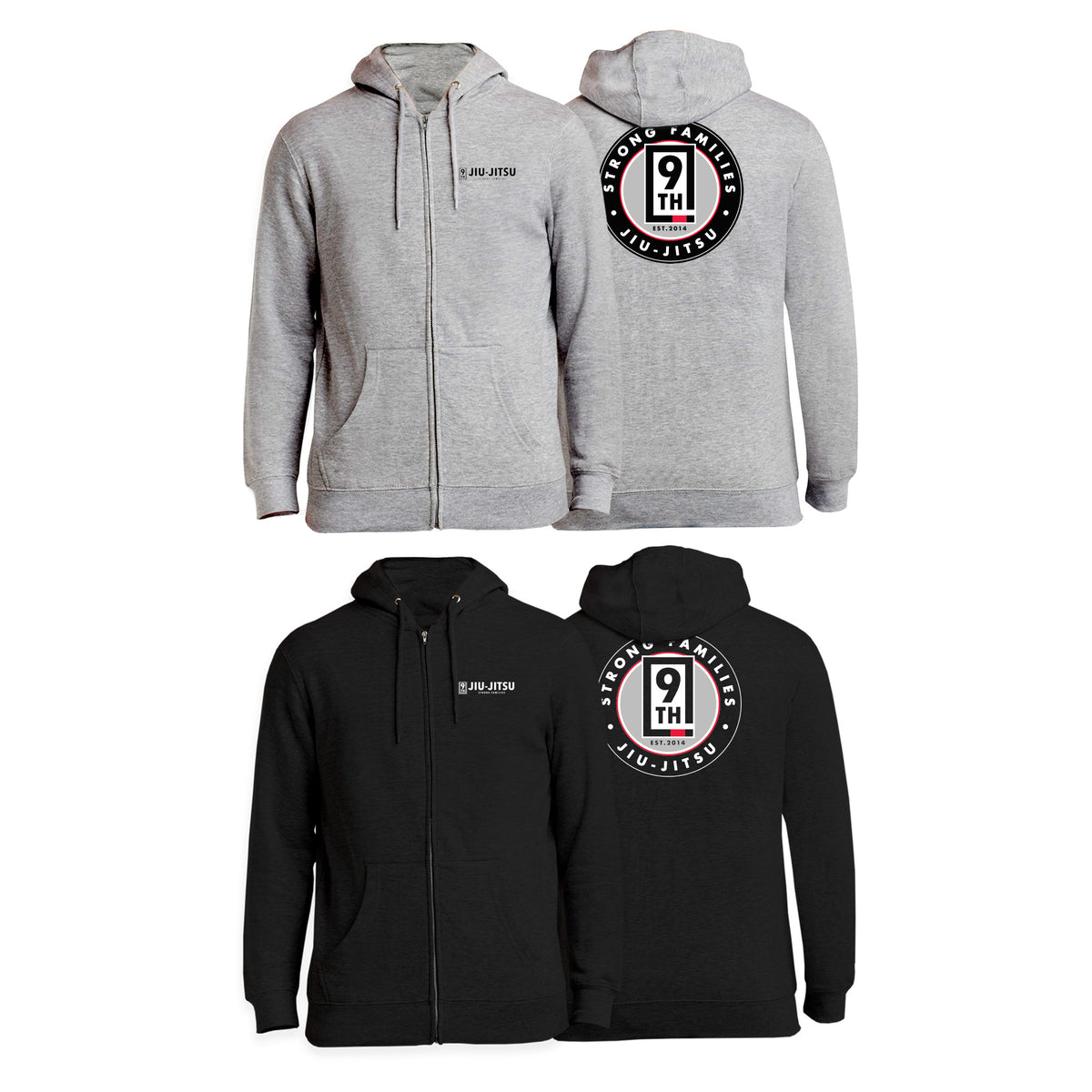 9th Jiu Jitsu Zip-Up Hoodies #8120 D