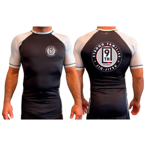 9th Jiu Jitsu All Black Ranked Short Sleeve Rash Guards #8120 E