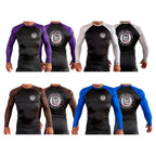 9th Jiu Jitsu All Black Ranked Long Sleeve Rash Guards #8120 E