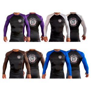 9th Jiu Jitsu All Black Ranked Long Sleeve Rash Guards #8120 E