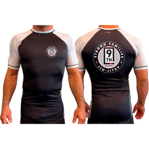 9th Jiu Jitsu All Black Ranked Short Sleeve Rash Guards #8120 E