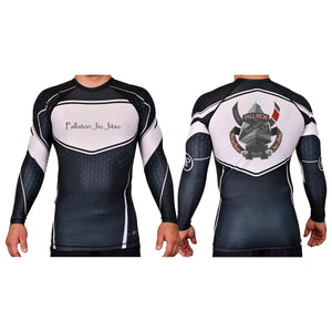 Pallaton BJJ Academy Rash Guards Black/White #8121 A