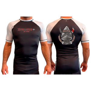 Pallaton BJJ All Black Ranked Short Sleeve Rash Guards #8121 B
