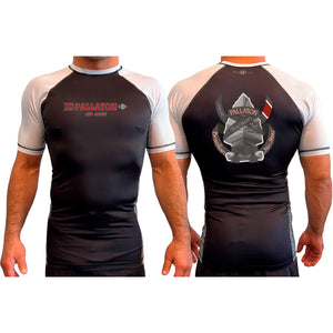 Pallaton BJJ All Black Ranked Short Sleeve Rash Guards #8121 B