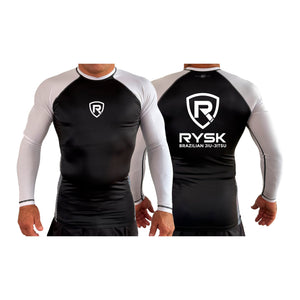 RYSK BJJ All Black Ranked Long Sleeve Rash Guards #8122 F