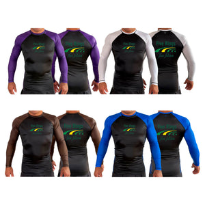 Five Rings Jiu Jitsu All Black Ranked Long Sleeve Rash Guards #8123 A