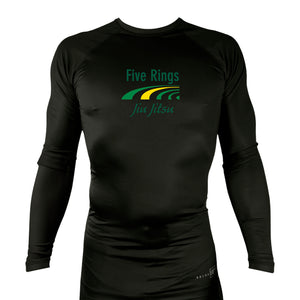 Five Rings Jiu Jitsu All Black Custom Rash Guards Long Sleeves #8123 A