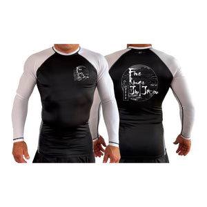 Five Rings Jiu Jitsu All Black Ranked Long Sleeve Rash Guards #8123 B