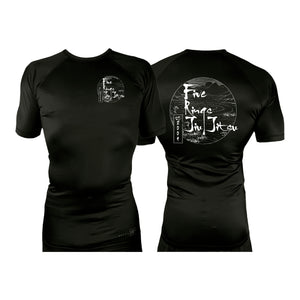 Five Rings Jiu Jitsu All Black Custom Rash Guards Short Sleeves #8123 B