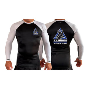 Katharo Training Center All Black Ranked Long Sleeve Rash Guards #8124 A