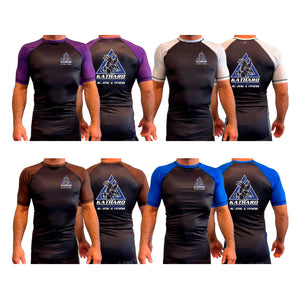 Katharo Training Center All Black Ranked Short Sleeve Rash Guards #8124 A