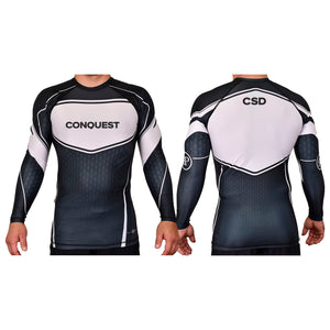 Conquest Self Defense Academy Rash Guards Black/White #8125 A
