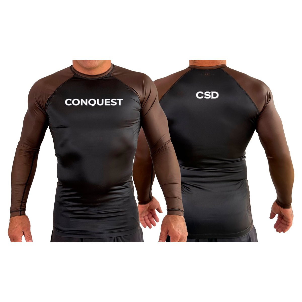 Conquest Self Defense All Black Ranked Long Sleeve Rash Guards #8125 A