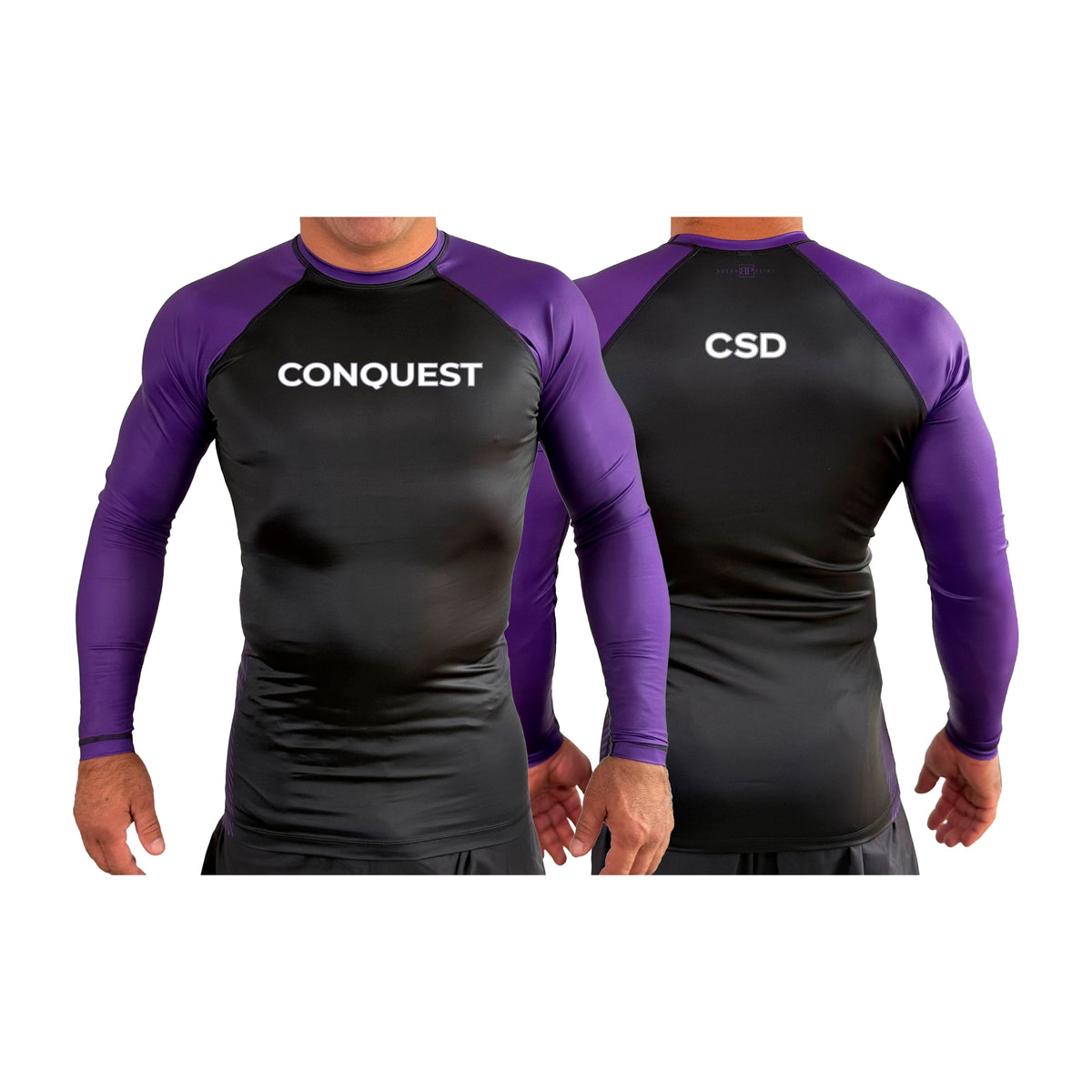 Conquest Self Defense All Black Ranked Long Sleeve Rash Guards #8125 A