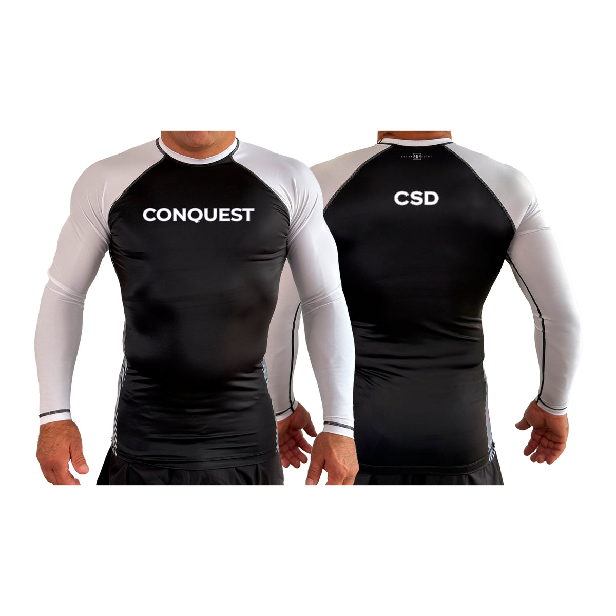 Conquest Self Defense All Black Ranked Long Sleeve Rash Guards #8125 A