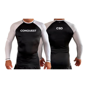 Conquest Self Defense All Black Ranked Long Sleeve Rash Guards #8125 A